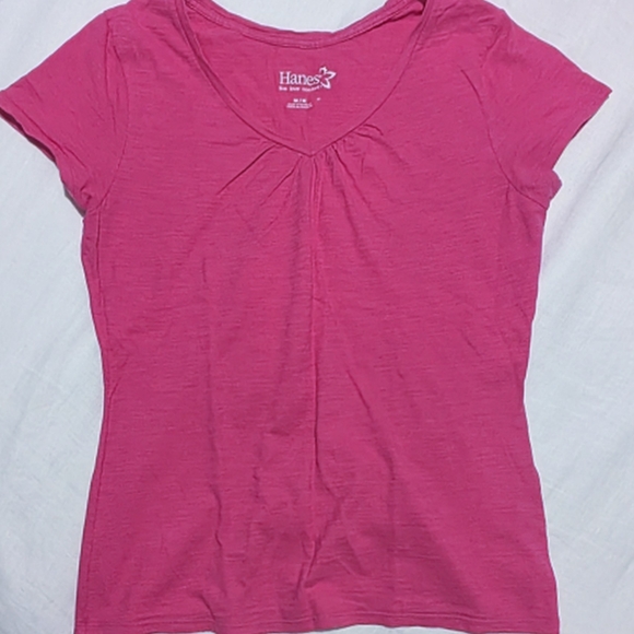 Hanes Women's Vivid Pink Short Sleeve Tee - Picture 1 of 8